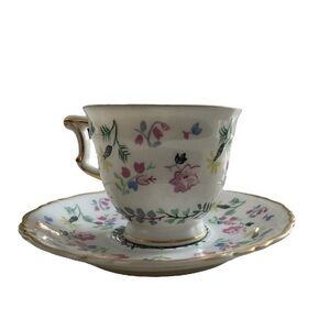 HAVILAND LIMOGES FRANCE BLUE BELL Cup & Saucer Sets X3